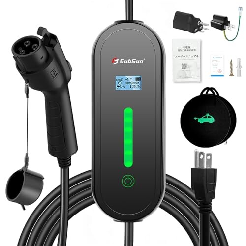 SubSun EV充電器 EV充電用ケーブル 電気自動車 電気自動車用ポータブル 家庭用PHV/EV充電ケーブル 充電器 1...
