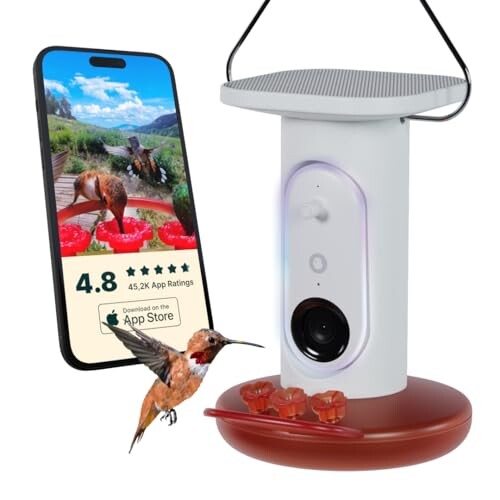 Bird Buddy Smart Solar Pro ハチドリフィーダー カメラ付き - AI鳥の識別、2Kビデオ、5MP写真、屋外吊り下...