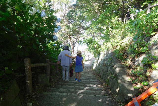 筆者の母と娘。下田を散歩中