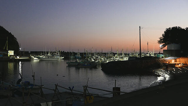 夜の須崎地区の漁港