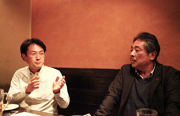 同日の夜の会食。左が三村さん、右が田島社長。