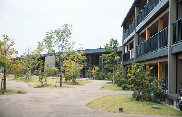 住宅エリアは住民同士の緩やかなつながりが生まれるようなデザインになっている。