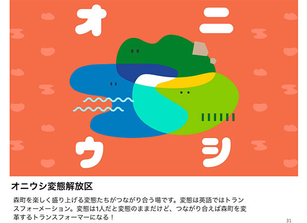 オニウシ変態解放区のビジュアルイメージ。（Graphic : harumaki design）