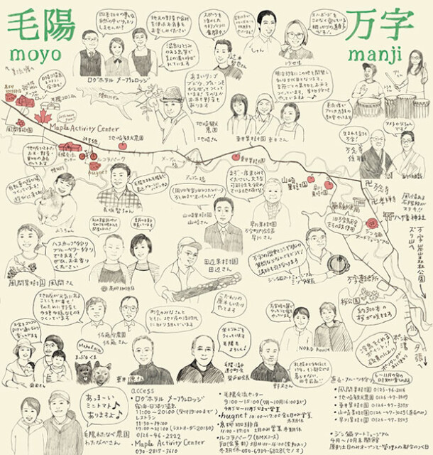 みる・とーぶで制作している地域マップ。リンゴ狩りが行える農園や直売所が並んでいる。