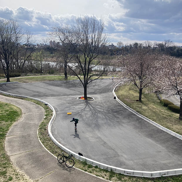 前橋公園のスケートボード広場。