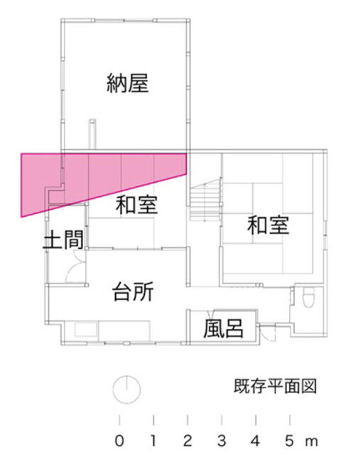 減築して三角形の中庭を差し込む。