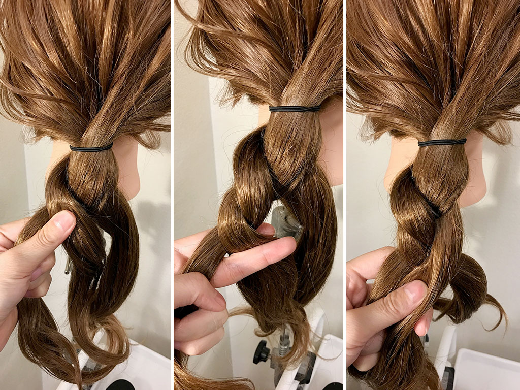 かわいい編み込みダウン！不規則な編み目のツイスリーでヘアアレンジに変化をつけて