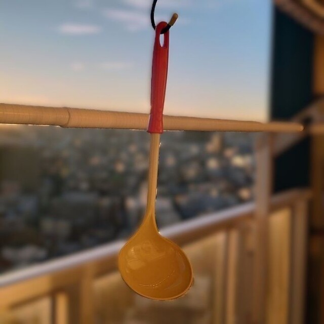 まさか、お玉は落ちないだろうと試してみた