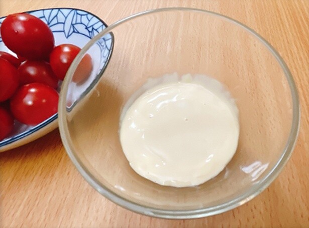 「めんつゆマヨディップ」。めんつゆとマヨネーズをあえた和風味