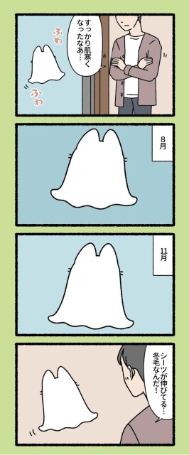 シーツが伸びてる...冬毛なんだ！