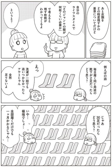 「どのジャンルの服が何枚必要か」で考えると残す枚数がわかってくるよ
