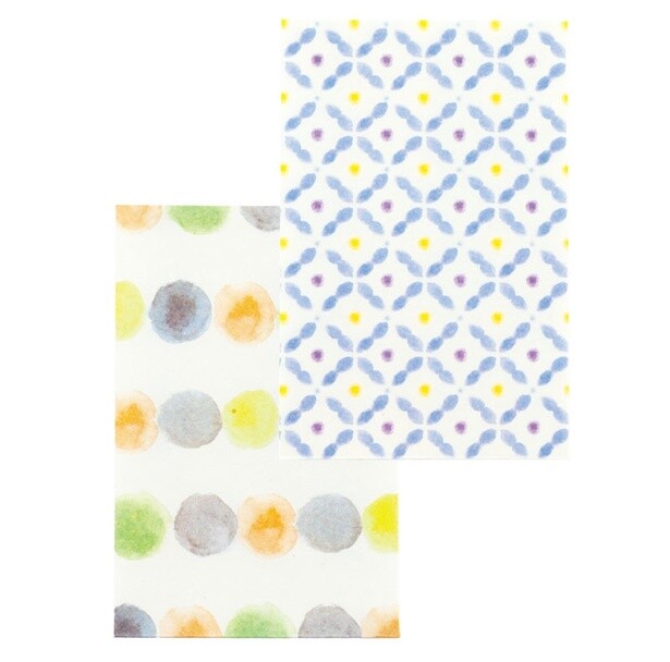 ぽち袋 和紙 水彩風　ドット、花 各10枚入り縦10×横6.5cm ¥110