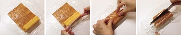 ココア生地は破れやすいので直前まで冷やしておく