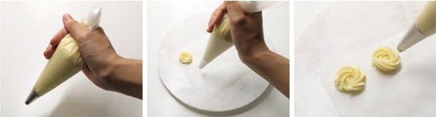 クッキングシートに形を絞る。