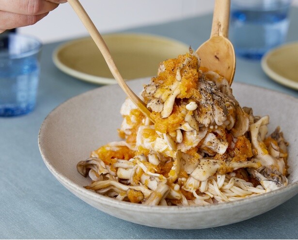 きのこと豚しゃぶのにんじんあえ