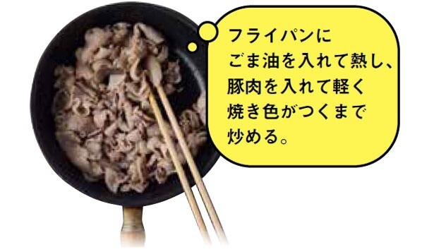 豚肉を炒める