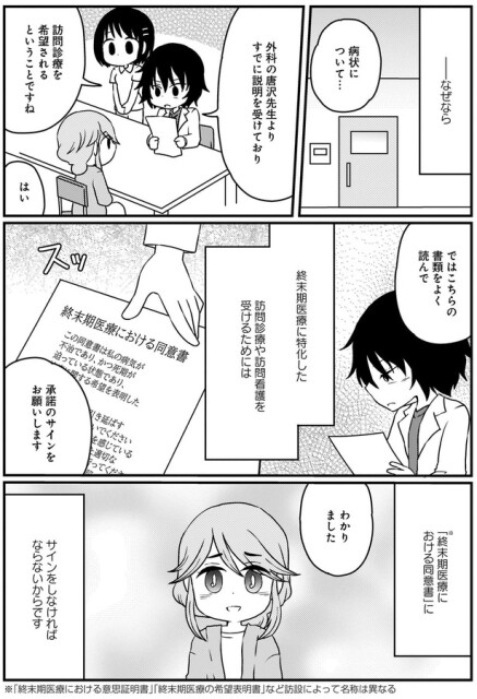 終末期医療における同意書にサインをしなければならないからです