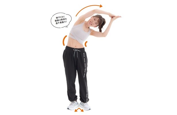 2. 息を吐きながら左右交互に上体を倒す