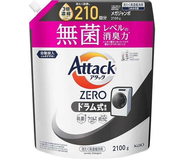 16位はアタックZERO アタック液体史上 最高の清潔力。無菌レベルの消臭力 ドラム式専用 詰め替え 2100ｇ