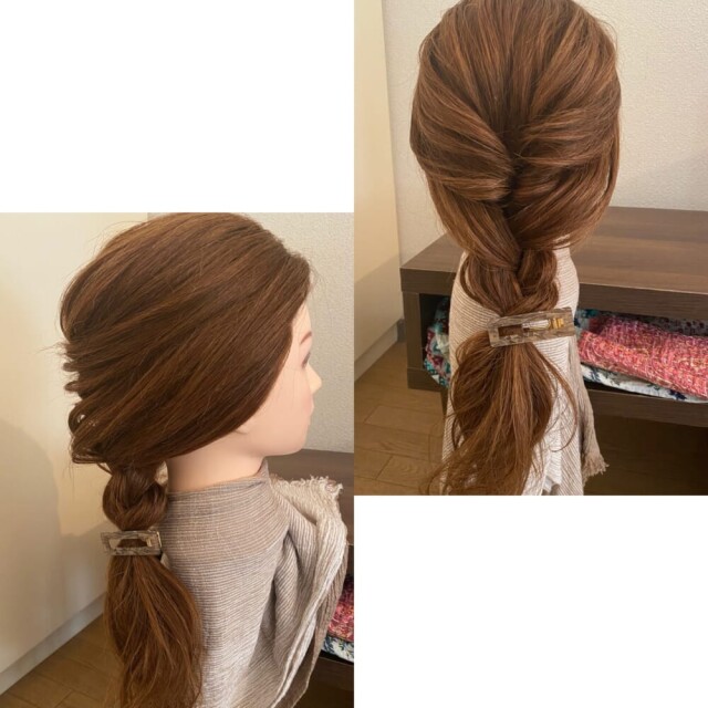 最後に、ヘアアクセサリーをつけて完成です