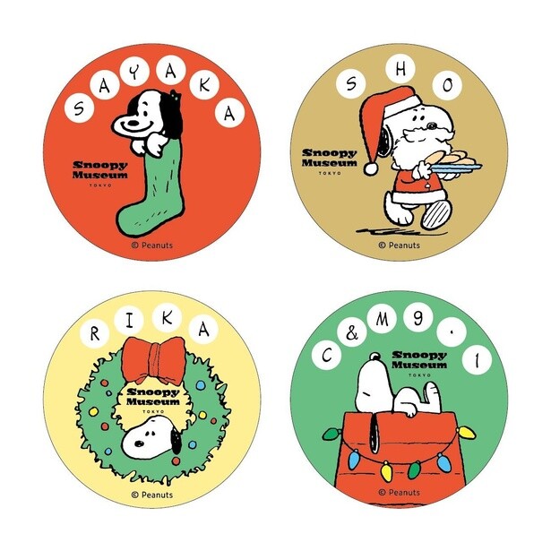 「スヌーピー缶バッジ」クリスマス限定デザイン