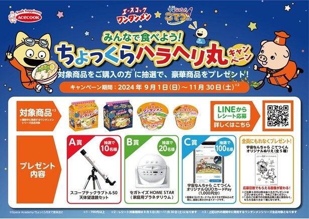 「ワンタンメン★宇宙なんちゃら こてつくん みんなで食べよう！ちょっくらハラヘリ丸キャンペーン」
