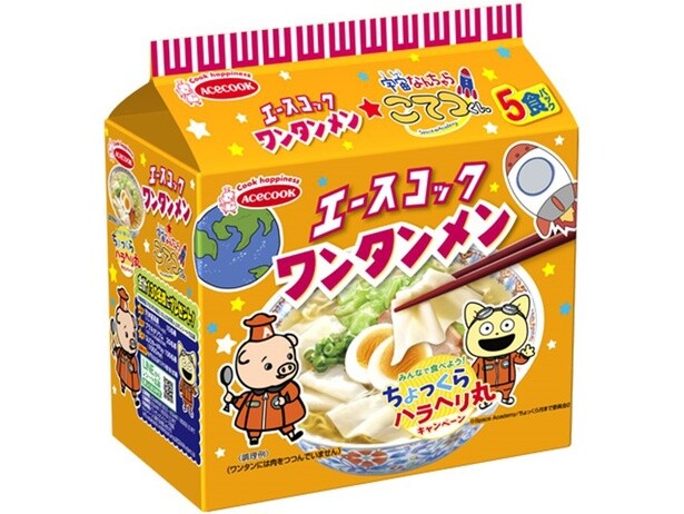 「(袋) ワンタンメン 5食パック」宇宙なんちゃら こてつくんコラボパッケージ