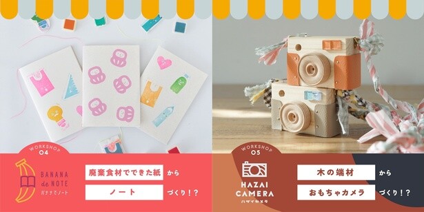 写真左から「4. バナナでノート」、「5. ハザイカメラ」