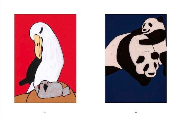 「KOKI ZOO 木下晃希どうぶつ画集」より「アホウドリの親子／楽しく遊ぶパンダ」