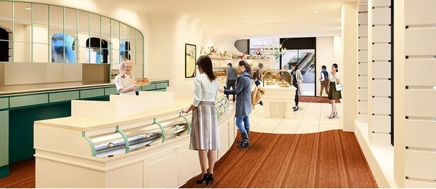 温かみがあり広々とした店内の内装は、キルフェボンの装飾チームが作り上げる