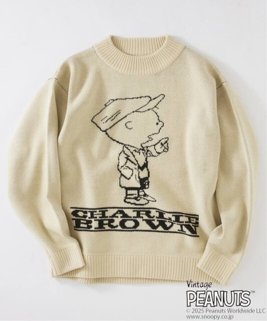 「PEANUTS 別注 ダブル ジャガードニット(ナチュラル)」(9900円)