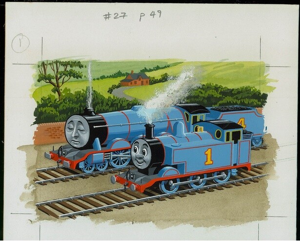 27巻「ほんとうにやくにたつ機関車」の表紙原画／クライヴ・スポング