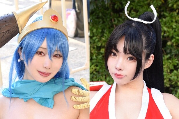 「ドラゴンクエストIII」の賢者や「餓狼伝説」シリーズの不知火舞など、人気ゲームのキャラに扮したコスプレイヤーがずらり