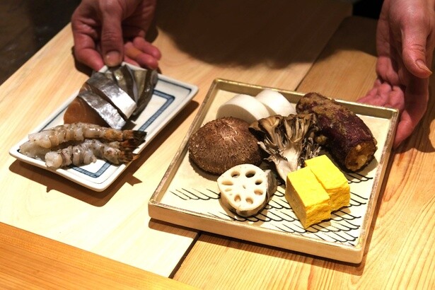 天ぷらには三重県産の旬の魚介や野菜をふんだんに使用