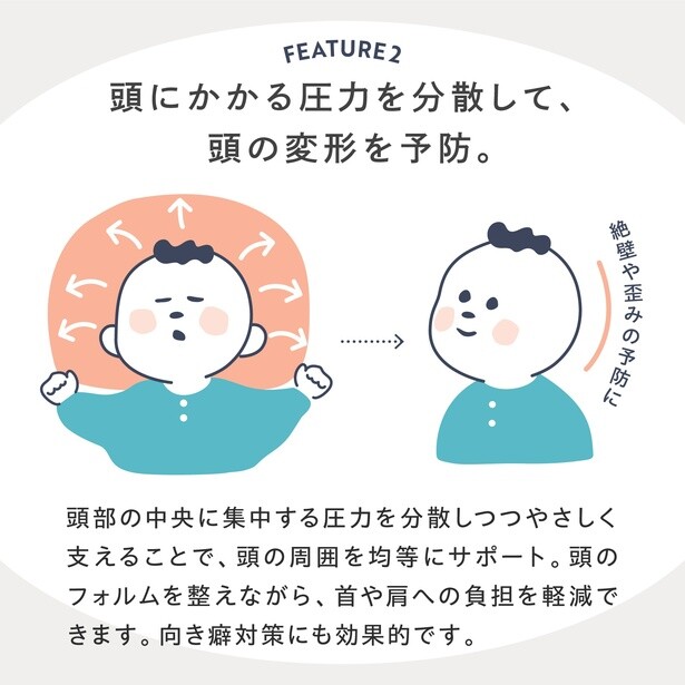 頭の形を整えるコロンとかわいいおにぎり柄ベビーペロー