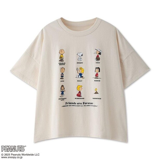 「レディース Tシャツ(PEANUTSフレンズ/クリーム)」(2849円)
