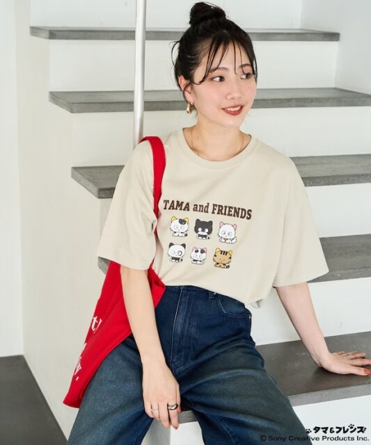 「別注 タマ&フレンズ フロントプリント半袖Tシャツ【限定展開】(ナチュラル)」(4994円)