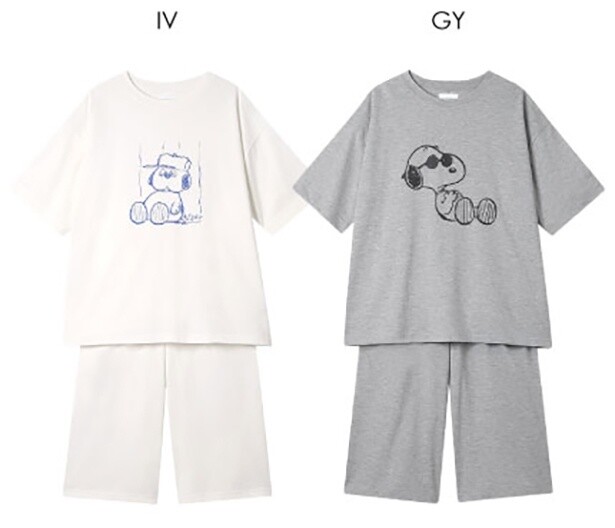 「【綿混】PEANUTS×une nana cool やわらか天竺パジャマ」(各6820円)
