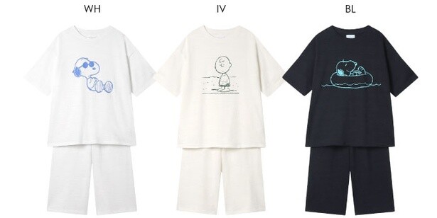 「【綿100%】PEANUTS×une nana cool マルチスラブウラケパジャマ」(各6820円)
