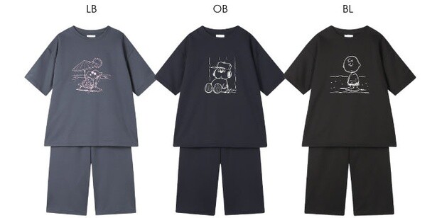 「【綿100%】PEANUTS×une nana cool 度詰コーマシルケットミニ裏毛パジャマ」(各6820円)