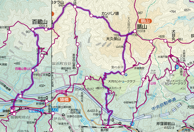 百蔵山~扇山登山コース画像