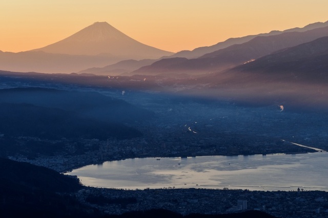 夜明けの高ボッチ山山頂