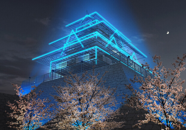 福岡城に「幻の天守閣」が出現!?　３月下旬からライトアップ！