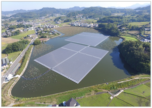三井住友建設、自社開発の水上太陽光フロートシステムを用いた太陽光発電所が完成