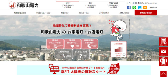 和歌山電力　先着1000件限定で「卒FIT節電・地産地消キャンペーン」募集開始