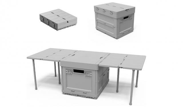 超コンパクト収納ボックスがテーブルや三角表示板にチェンジ。アウトドアや緊急時も大活躍