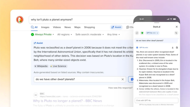 プライバシー重視のブラウザDuckDuckGo。AI検索と「無料匿名AIチャットボット」を公開