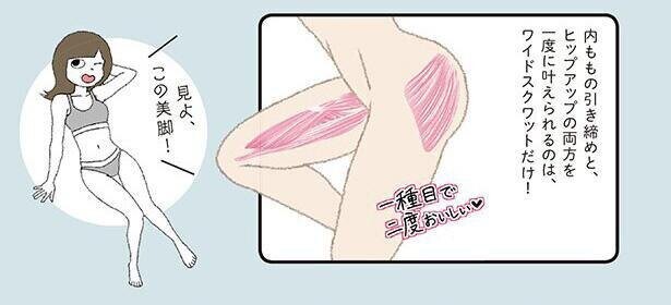 目指せまっすぐ美脚！今すぐできる「ワイドスクワット」が内もも＆お尻に効く／はじめてのやせ筋トレ