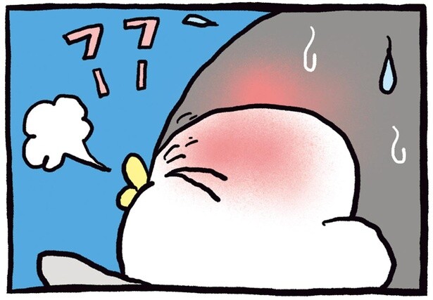 台風来ないで、あっち行け～！ペンギンの必死のお願い