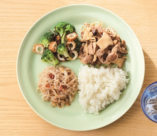 栄養バランスもバッチリ！「豚肉ときのこのさっぱり炒めプレート」【まる式ダイエット】